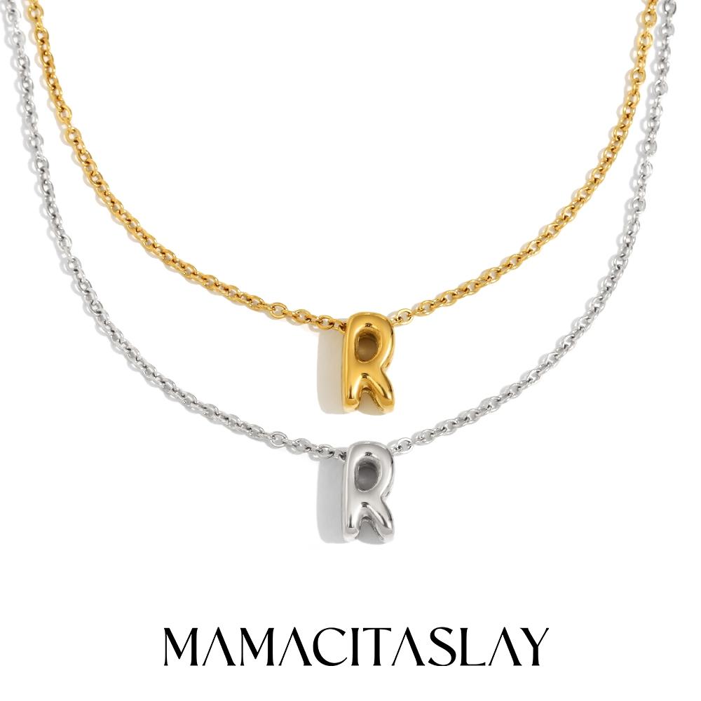 

MamacitaSlay 316L Stainless Steel Letter Pendant Necklace Waterproof 18K Gold Plated Neck Jewelry Women s Minimalist Necklace Silver&46cm