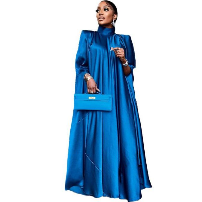 2023 Damen Stehkragen Weites Satin Swingkleid - Europäischer, Amerikanischer und Südostasiatischer Stil