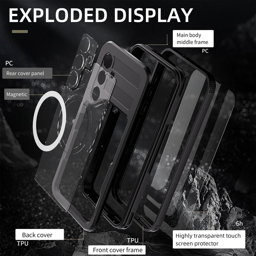 REDPEPPER For Samsung Galaxy S25+ IP68 Waterproof Magnetic Case Clear Phone Cover