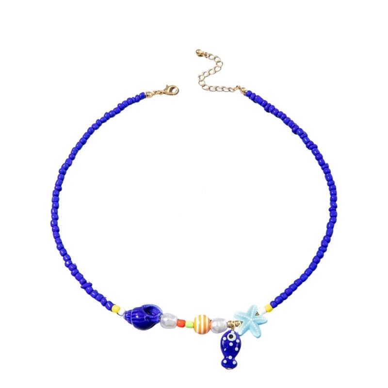 Versatile Bohemian Starfish Pendant Necklace Pearls Bead Jewelry Adjustable Length for Parties Holidays and Daily Wear