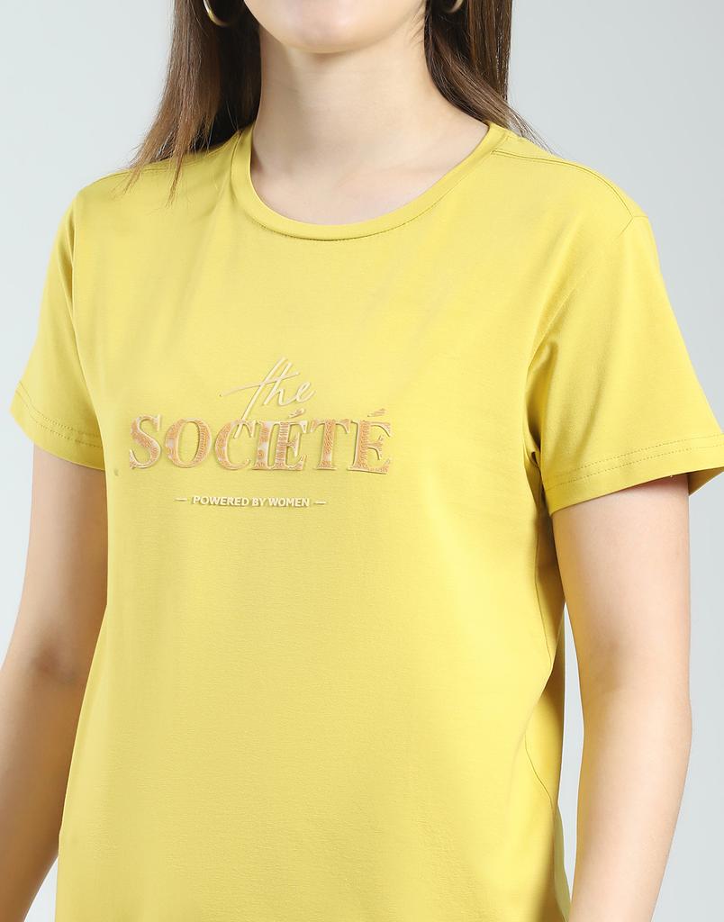 Monte Carlo Womens Printed Round Neck Half Sleeve Regular Fit Top