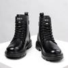 Fashion 2024 Autumn Winter New Designer Platform Boots for Men English-style Cargo Cowhide Ankle Boots Male Fashion Black Men's Shoes