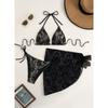 2025 Neuer Spitzen-Träger-Bikini Dreiteiliges Set Damen-Badeanzug Strand-Badeanzug