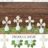 Wooden Crosses with Artificial Roses Standing Crosses with Bases, Baptism Centerpieces, Wedding Party Home Decor