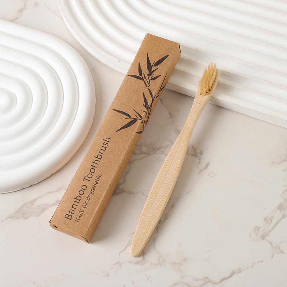 Ready Stock Fast Shipping Custom Kids Soft Natural BPA Free Biodegradable Kraft Box Bamboo Toothbrush