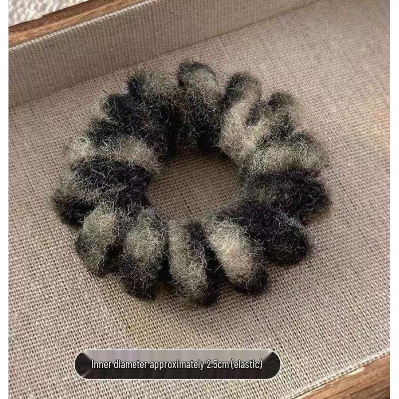 Korean Leopard Print Plush Elastic Hair Ties - Autumn/Winter Collection