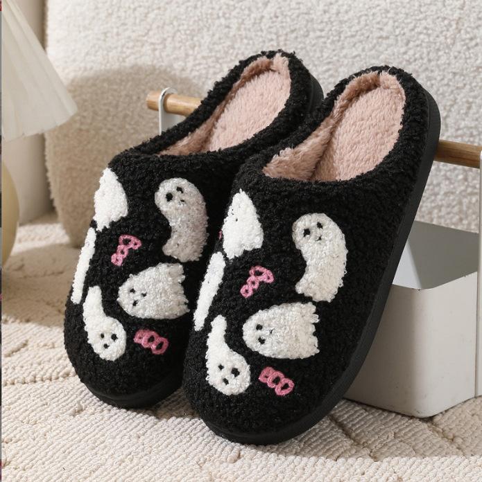 Slippers cotton slippers women winter christmas halloween cotton mop indoor home plush warm cotton slippers