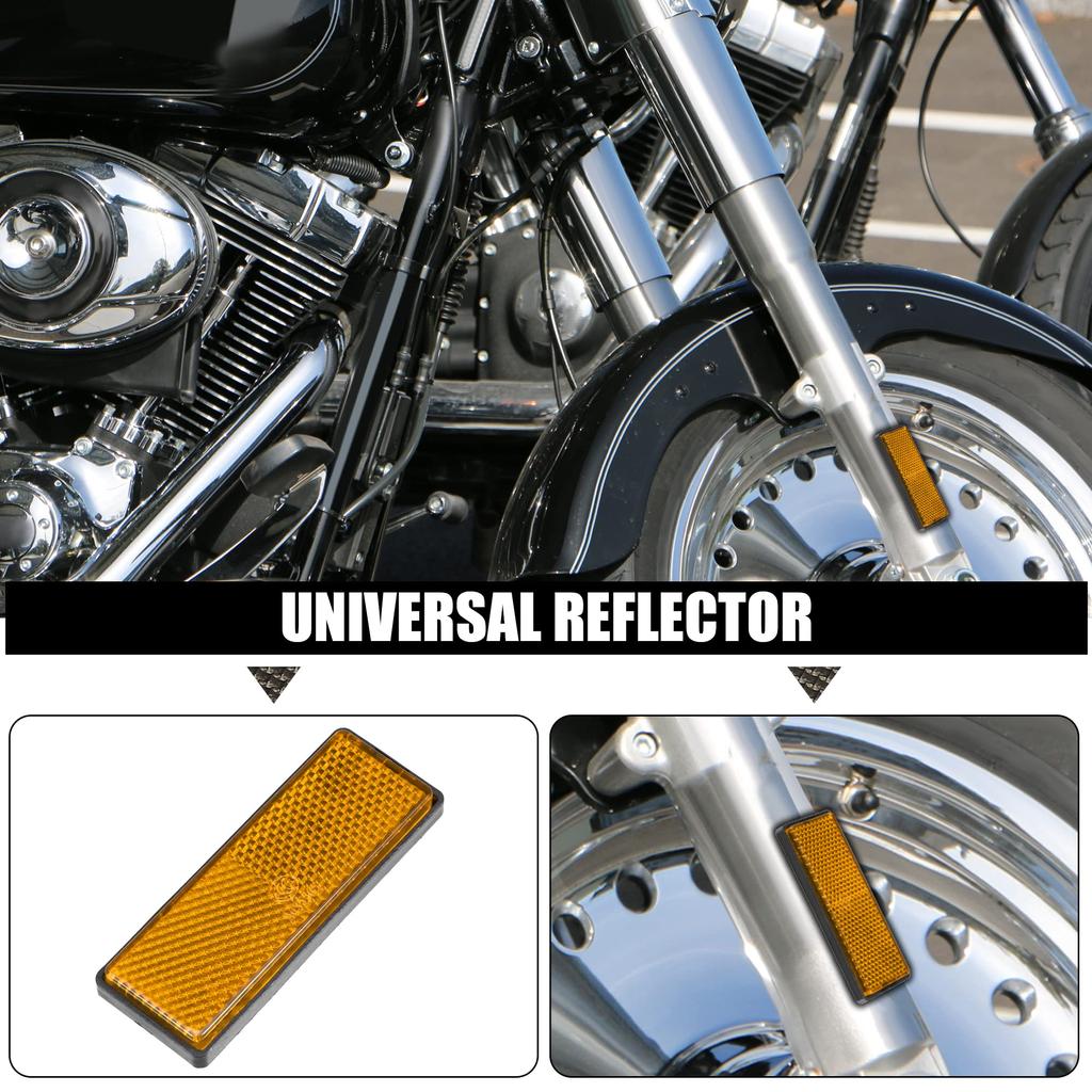 uxcell Safety Spoke Reflective Stick Adhesive Reflector Gate Post for Car Trailer Motorcycle Truck Boat Bicycle Bike Rectangle Orange 6pcs