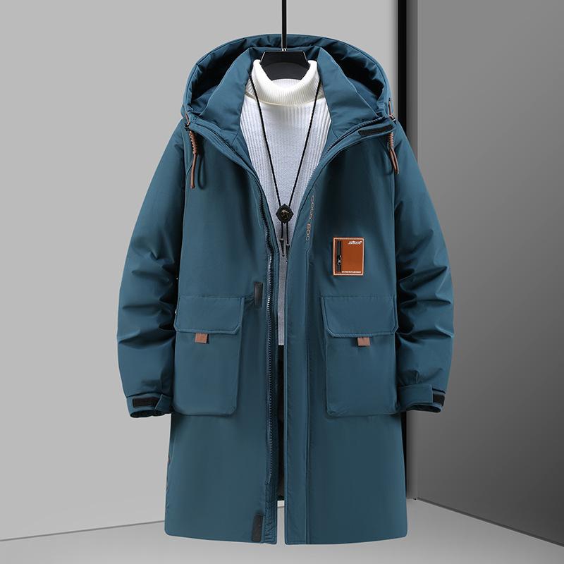 Men's Plus Size Big Tall Winter Coat Thickened Long Loose Fit Cotton Padded Jacket with Slit 4XL-12XL