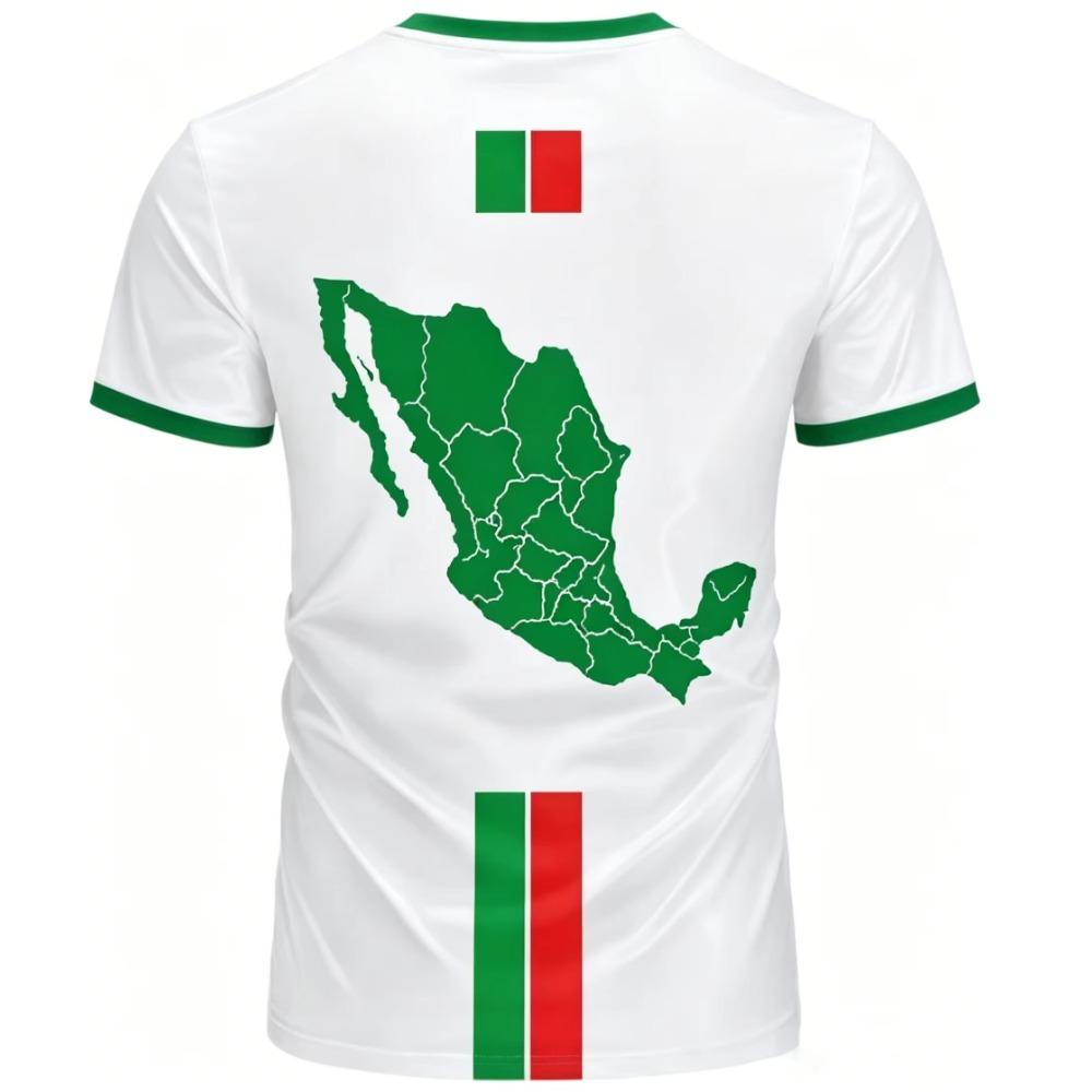 Magliette da Calcio Messico 2026 Moda Estiva Manica Corta Magliette Stampate 3D con Bandiera del Messico Top Casual