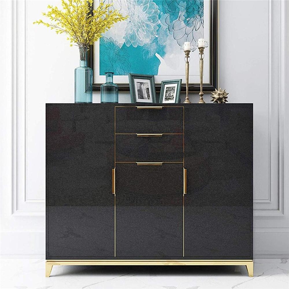 Lesklá černá vinylová tapeta na stěny ve voděodolných samolepkách na zeď do koupelny, na stůl, do kuchyně, lepicí samolepka na nábytek, dekor