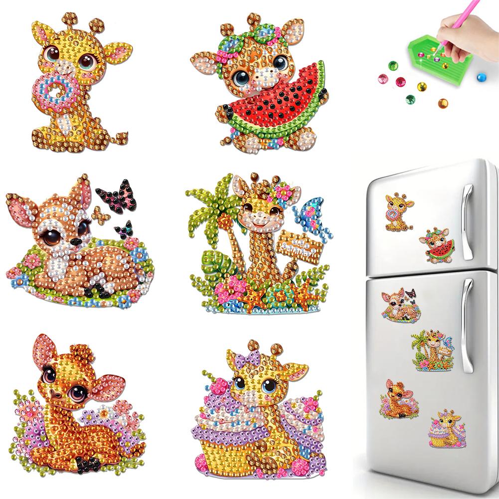 6Pcs Diamond Painting Refrigerator Magnets Fridge Magnets Diamond Art DIY Diamond Art Refrigerator Magnets DIY Art Crafts