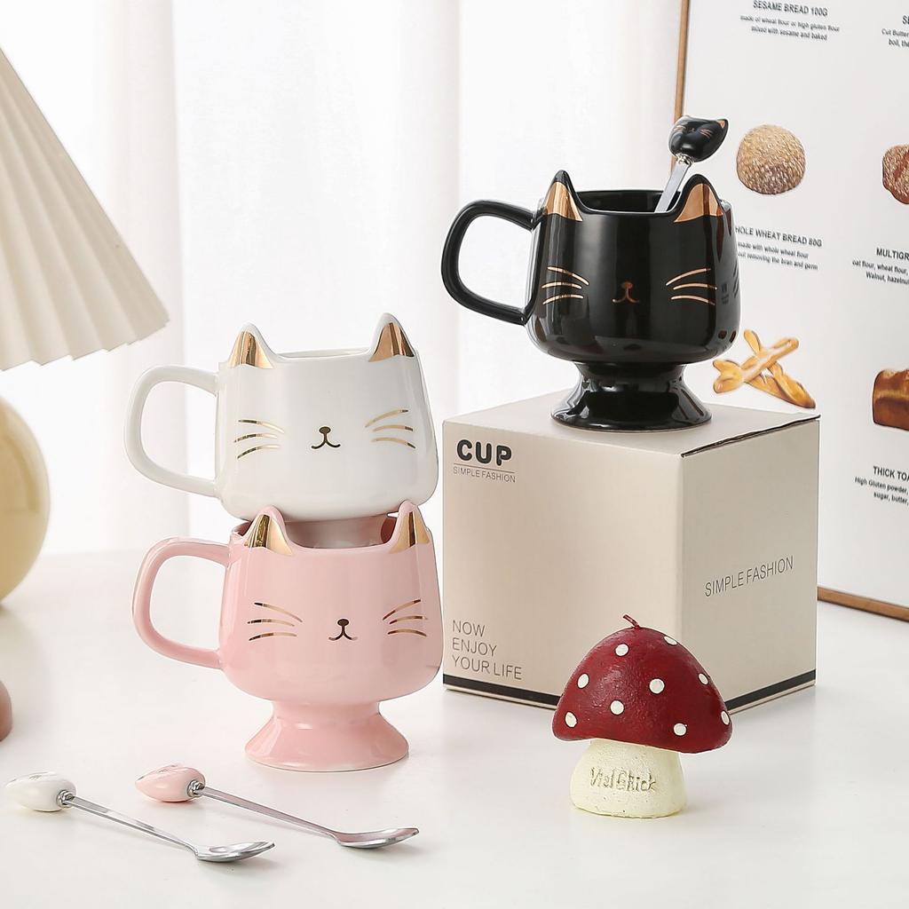 Uroczy kotek z kreskówki ceramiczny kubek kubek o wysokiej wartości kubek dla pary kubek na wodę kubek do kawy kubek na pamiątkę ślubną