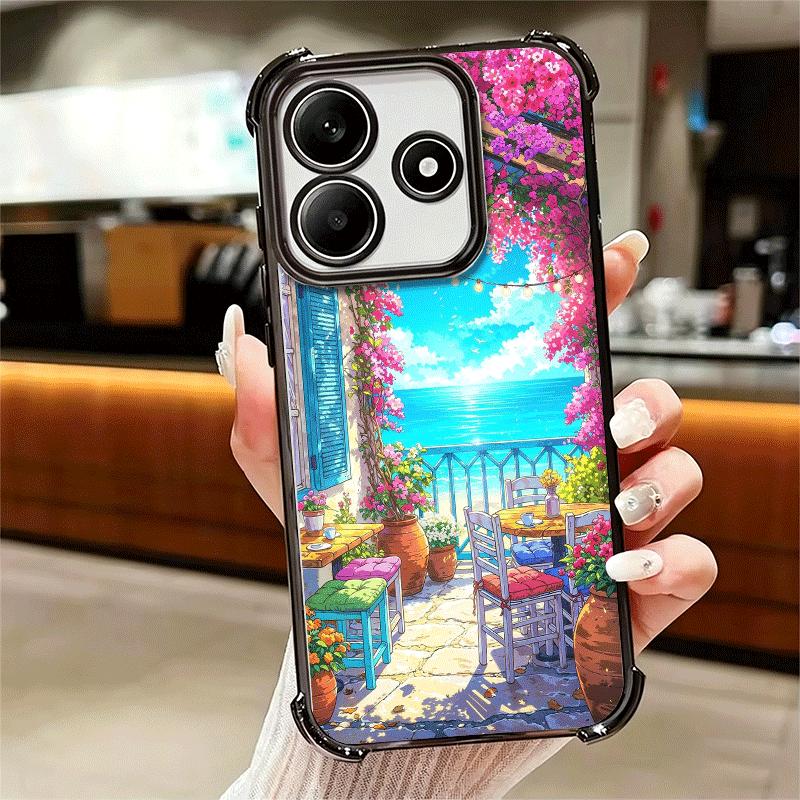 Anime Aesthetic Scenery Plating Phone Case For Xiaomi Redmi Note 14 15 Pro Plus 13 12 11 11S 11T 10 9S 9 5G Anti-Fall Airabag Co