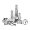 Fully Threaded Self-drilling Screw 250Pcs Hexagon Drill Tail Screws  Drilling for Metal, Furniture