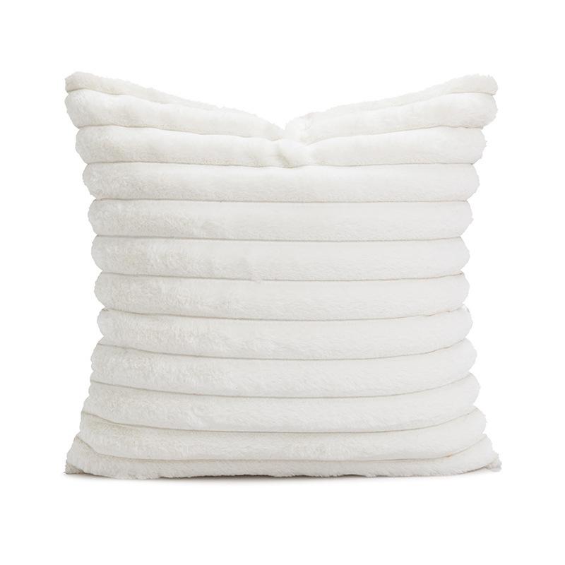 Soft Rabbit Fur Plush Pillow Cover Thick Straight Striped Pillow Living Room Bedroom Sofa Cushion Pillow