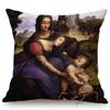Renaissance Raffaello Saint Virgin Mary Madonna Oil Painting Art Sofa Throw Pillow Case Da Vinci Goose Linen Chair Cushion Cover
