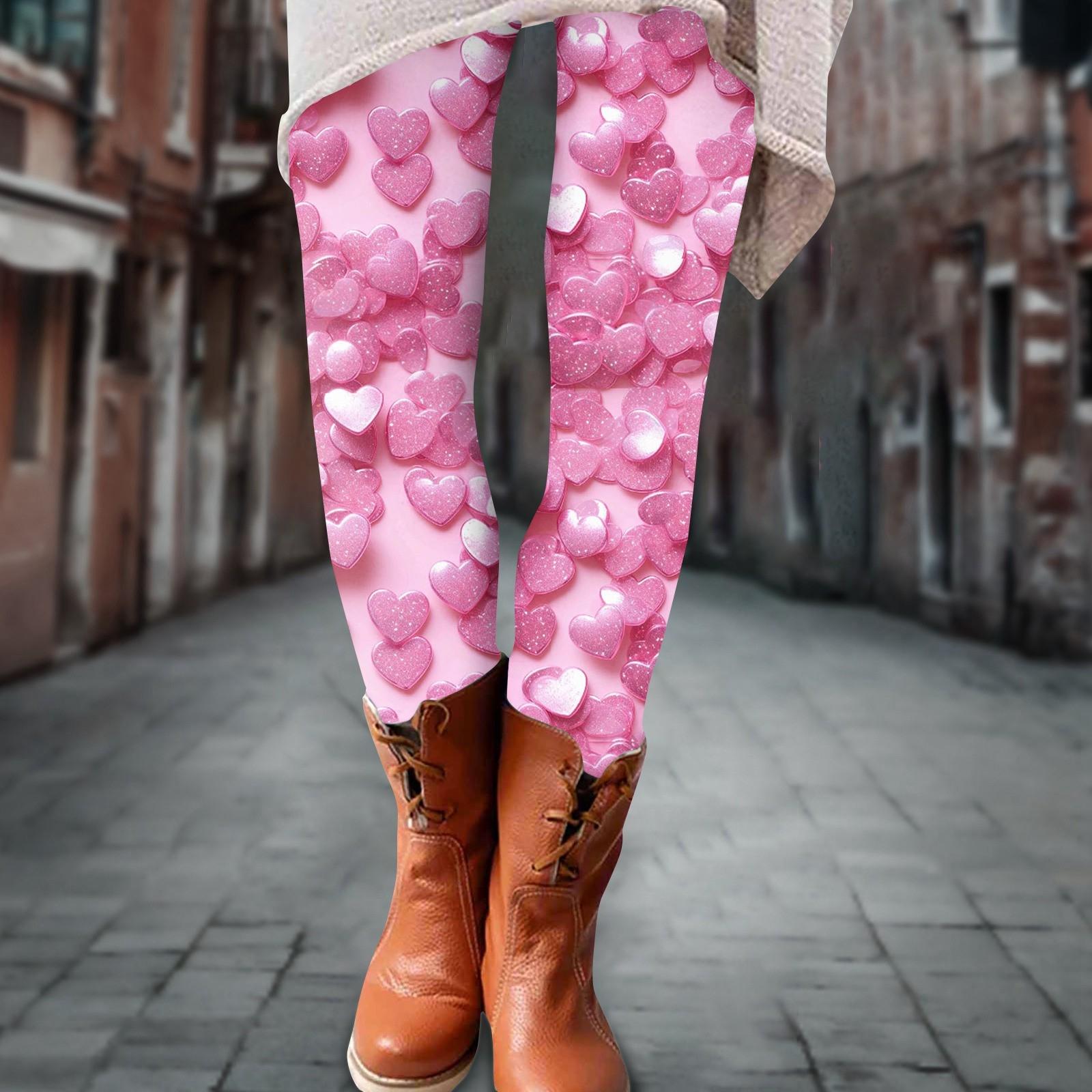 

Женские брюки ко Дню святого Валентина с 3D-принтом, эластичные мягкие леггинсы, повседневные домашние пижамные брюки M розовый