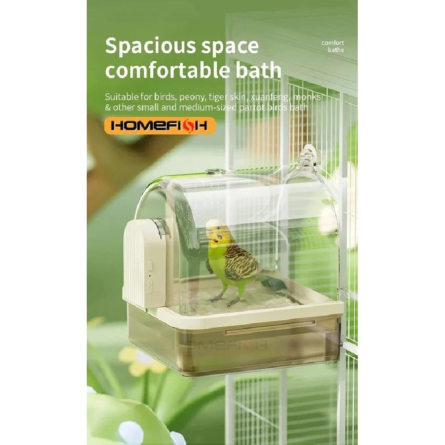Bain d'oiseaux suspendu transparent circulation d'eau automatique bain douche pour oiseaux facile à nettoyer design peu encombrant accessoire de cage à oiseaux