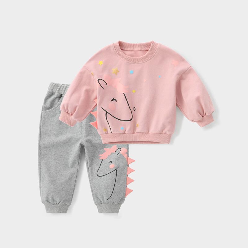 Nouveau Costume Vêtements Bébé Fille Printemps Automne Enfants Mignon T-shirt Pantalon 2 Pièces/Ensembles Petit Enfant Vêtements Décontractés Bébé Enfants Survêtements 2T