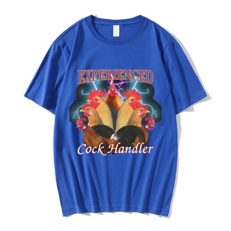 Funny Professional Cock Handler Chicken and Rooster Graphic T Shirt Men's Casual Cotton Oversized T-shirts Harajuku Streetwear