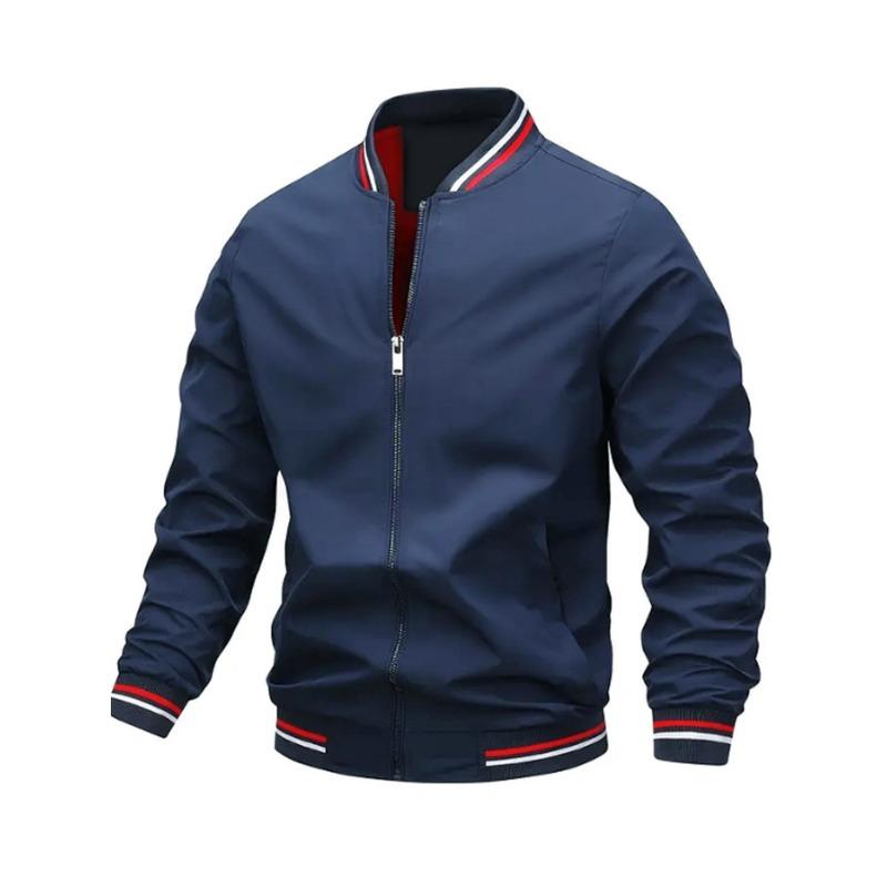 Lightweight Windproof Striped Cuff Jacket For Men Casual Style