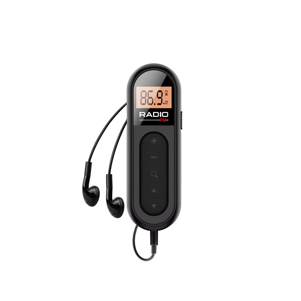 Mini Clip FM Radio Pocket Rechargeable Stereo Radio with LCD Display Wired 3.5mm Headphones For Meetings Tours Running