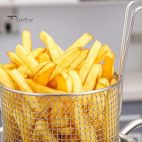 Heat Resistant Mesh Strainer Stainless Steel Frying Basket, with Handle, Strainer, Durable Basket Multi Use Deep Fryer Tool, for Kitchen Chips