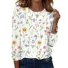 Women's Casual Long Sleeve Floral Print Round Neck Top for Everyday Wear