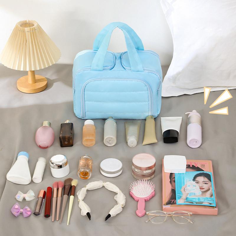 Borsa Trucco Grande Capacità Doppia Apertura Borsa Portaoggetti Varie da Viaggio da Donna Organizer Portatile Pochette per Cosmetici Beauty Case