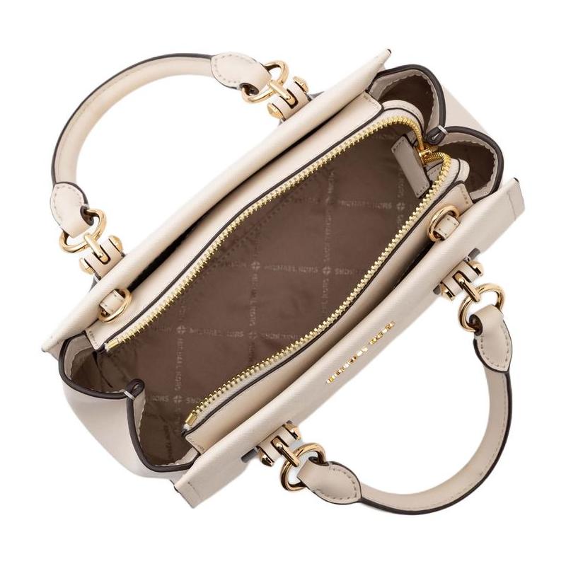 MICHAEL KORS MARILYN Gold Hardware Brand Logo Shoulder Cowhide Handbag Small Women's Light Cream