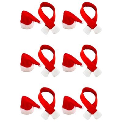 12PCS Christmas Wine Bottle Decors Nonwoven Scarf Hat Set Efficient Table Decoration For Family Party Office Celebration