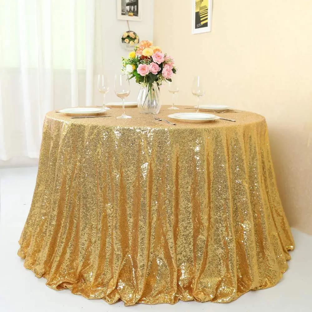 60cm Glitter Tablecloth  Sequin Round Table Cover Gold Table Cloth for Wedding Birthday Baby Shower Party Home Table Decoration