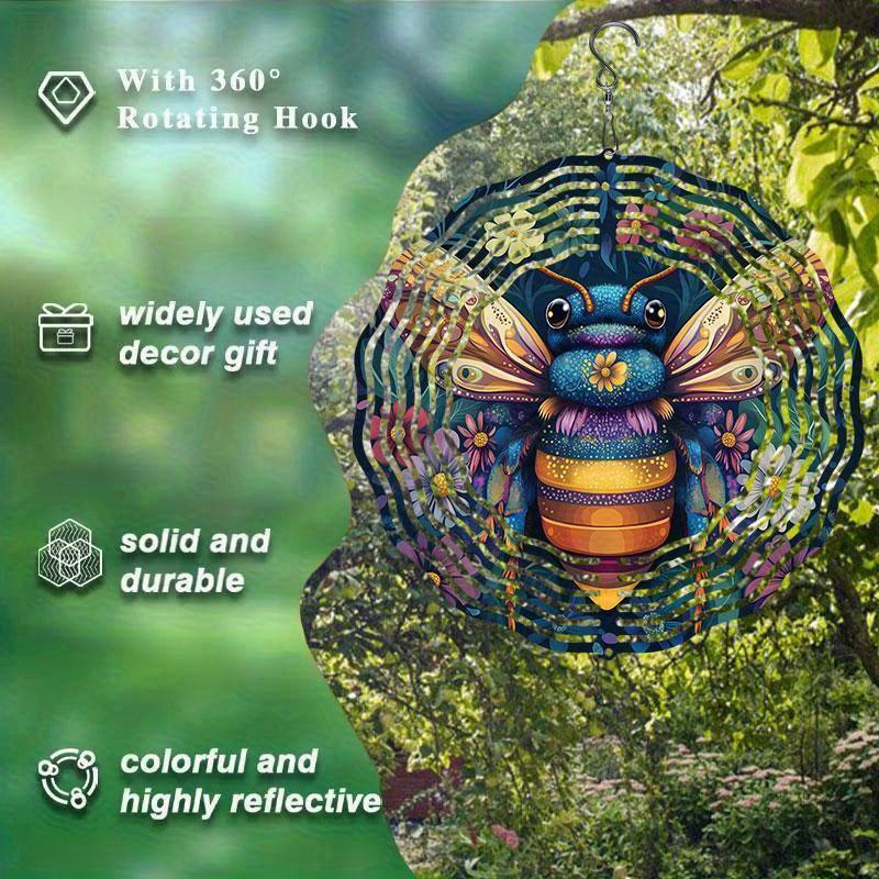 10 Inch Hanging Wind Spinner with 360 Degree Hook for Balcony Garden Decor Spring Summer Outdoor Decoration