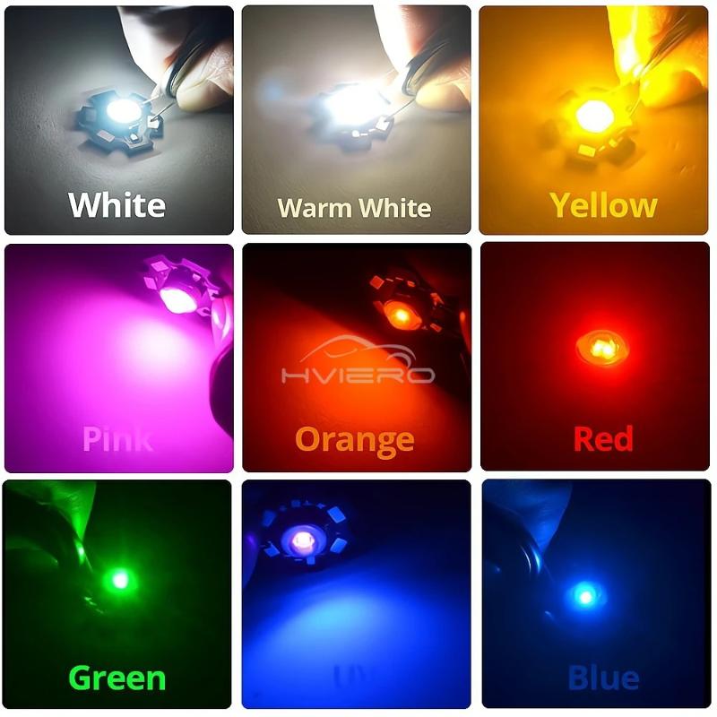 10X 20mm 3V 3W High Power Chip Light Bead White Red Blue Green Led Beads Emitter LED Bulb Diodes Lamp With Star Min Heatsink