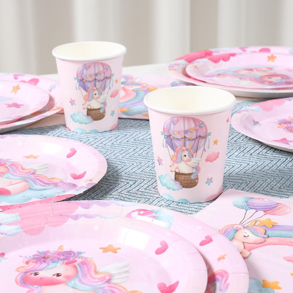 Unicorn Disposable Tableware Set Plates Cups Napkins Birthday Party Decoration Kids Boy Girl Wedding Birthday Party Supplies
