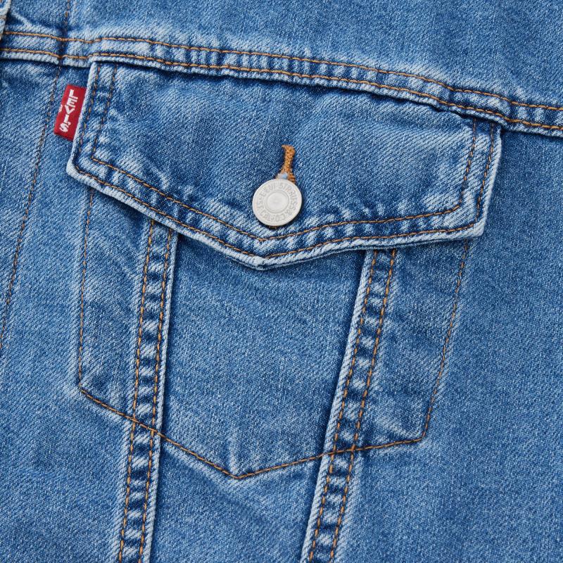 Levis Solid Color Single-Breasted Button Collar Long Sleeve Denim Jacket Women Jackets Blue A1743-0042