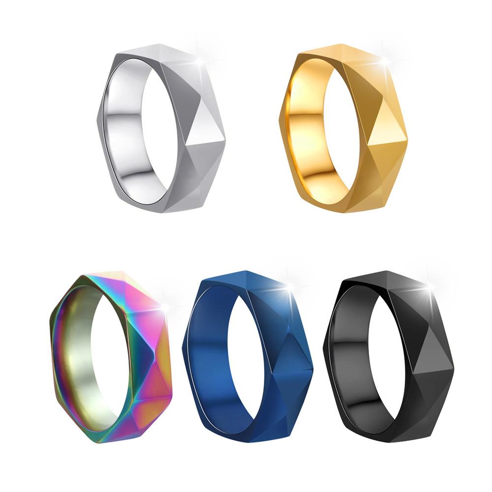 Stainless Steel Rings for Women 2024 Trend New Gold Plated Rhombic Section Women's Ring Elegant Smooth Finger Ring Woman