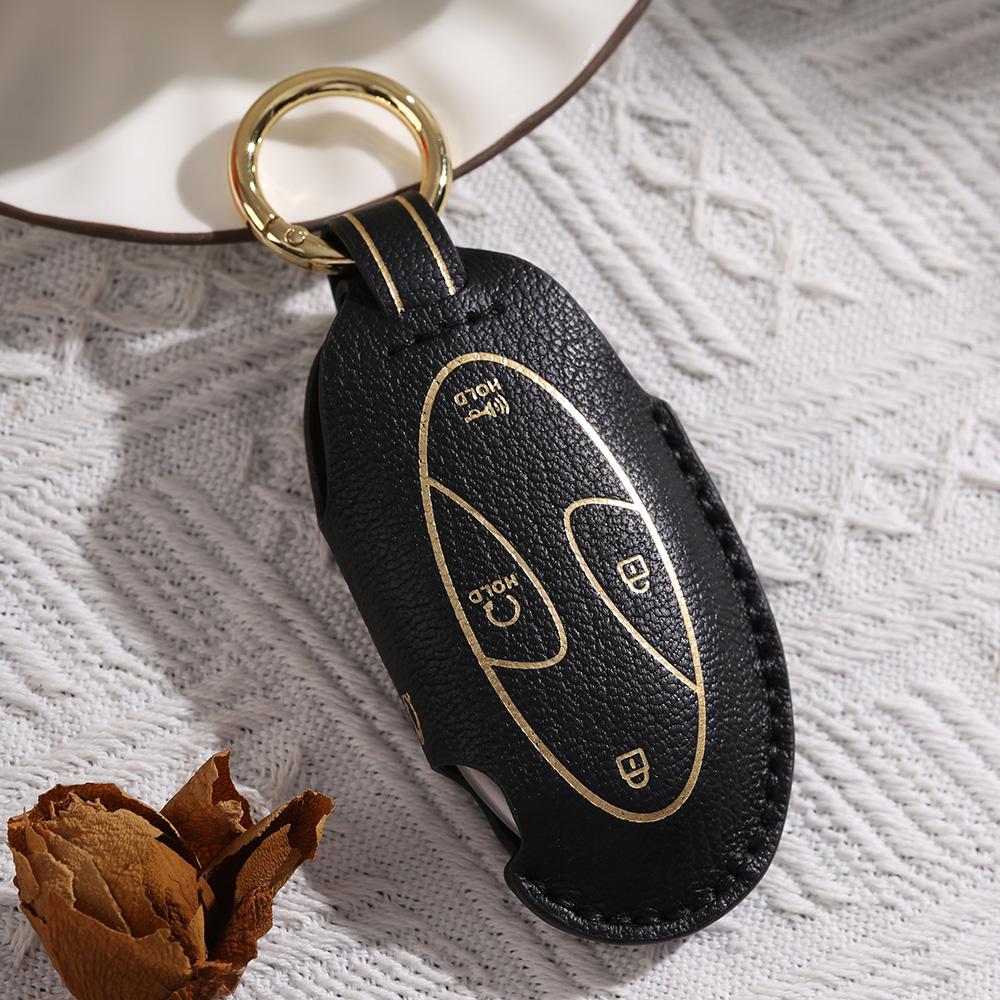5 7 Bottons Leather Car Key Case Fob Cover For Hyundai Ionic 6 Grandeur Gn7 Kona Ev Accessories
