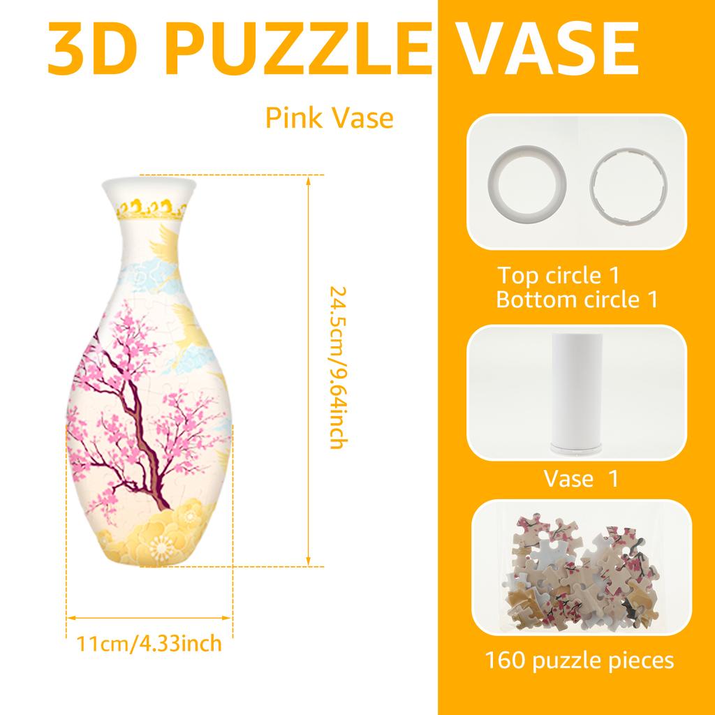 Creative 3D Puzzles Vase Desktop Decorative Puzzle Flower Vase Ornaments Stress Relieving Jigsaw Handmade Housewarming Gifts