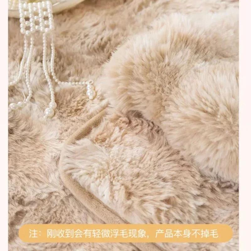 Winter Thickened Rabbit Plush Sofa Cushion Anti Dirt Warm Sofa Slipcover Sofa Towel Covers Non-slip Couch Covers for Living Room