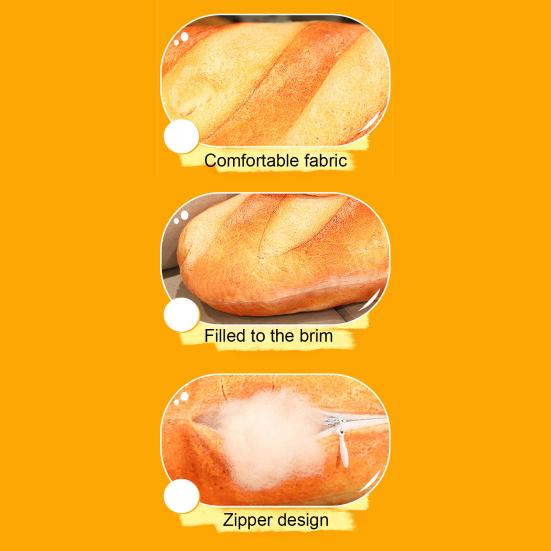 Bread Pillow Soft Plush Bread Cushion with Realistic Baked Bread Design Elastic PP Cotton Filled Sofa Pillow Hugging Sofa Decor