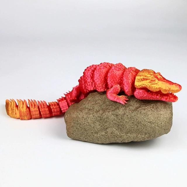 3D Printed Crocodile Toy Movable Joints Simulation Animal Figurine Desktop Ornament Creative Craft Kids Birthday Gift Home Decor
