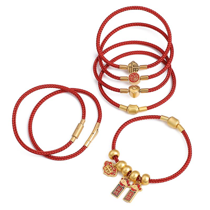 Semi-finished Adjustable Braided Red Rope Stainless steel Charms Wire For DIY Jewelry Making Beading Bracelet