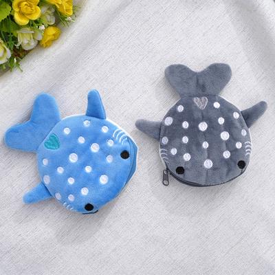 Portamonete Peluche Pesce Carino Multicolore Donna Squalo Porta Soldi Carte Chiavi Auricolari Portamonete per Piccole Cose Sacchetto Borsa con Zip Regalo Bambino