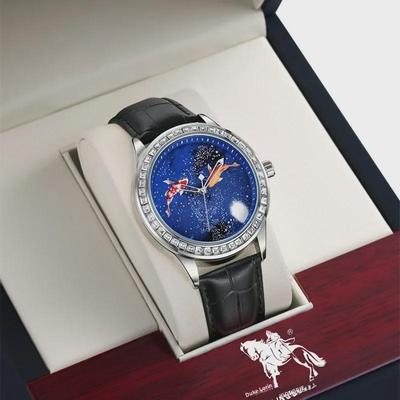 Men's Diamond-Studded Hollow Mechanical Watch