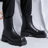 Fashion Men's Thick Soled High Top Leather Shoes Fashionable Minimalist Design Style Outdoor Leisure Business Party Trendy Men's Boots