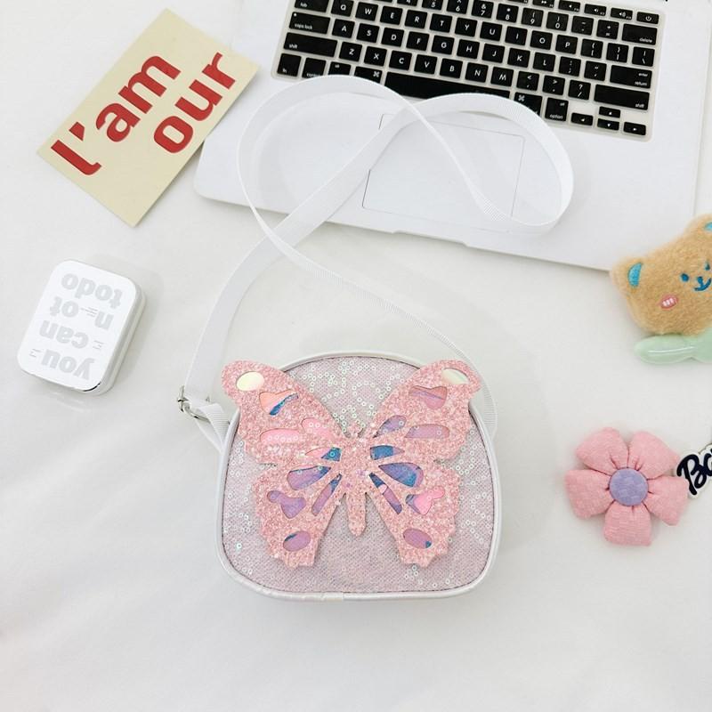 Adorable Korean Style Cartoon Butterfly Sequin Shoulder Bag For Kids Perfect For Daily Use