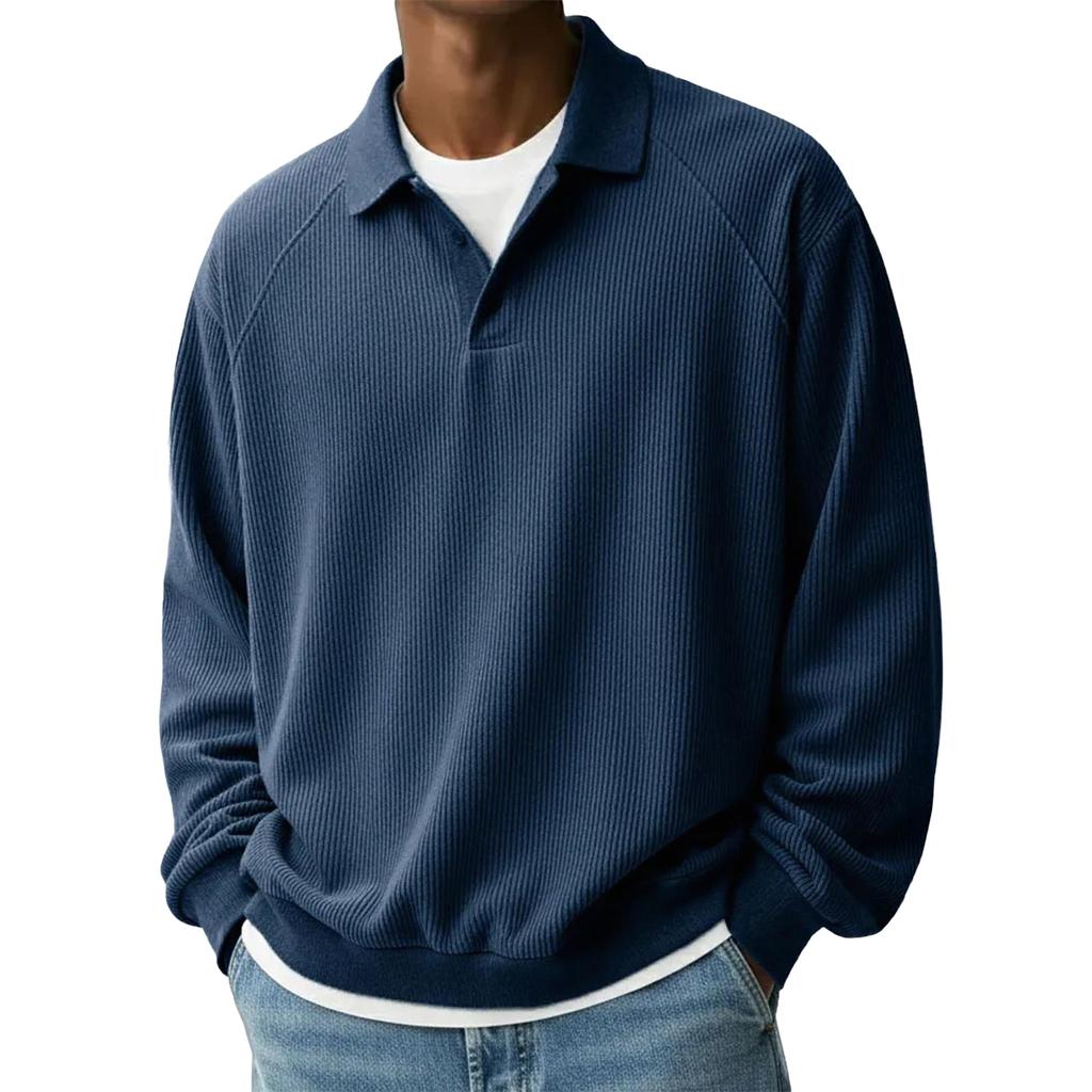 Men's Sweatshirt Basic Quarter Button Pullover Casual Long Sleeve Top For Fall Winter