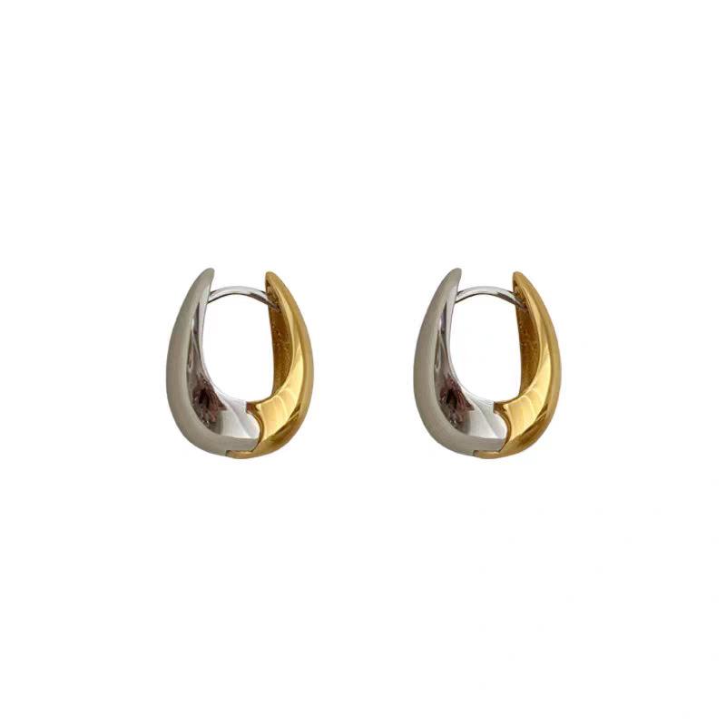Fashion, Simple And Cold Style, Metal Gold And Silver Color Matching Ear Buckles, Earrings, Niche Creative Trend Earrings, Women
